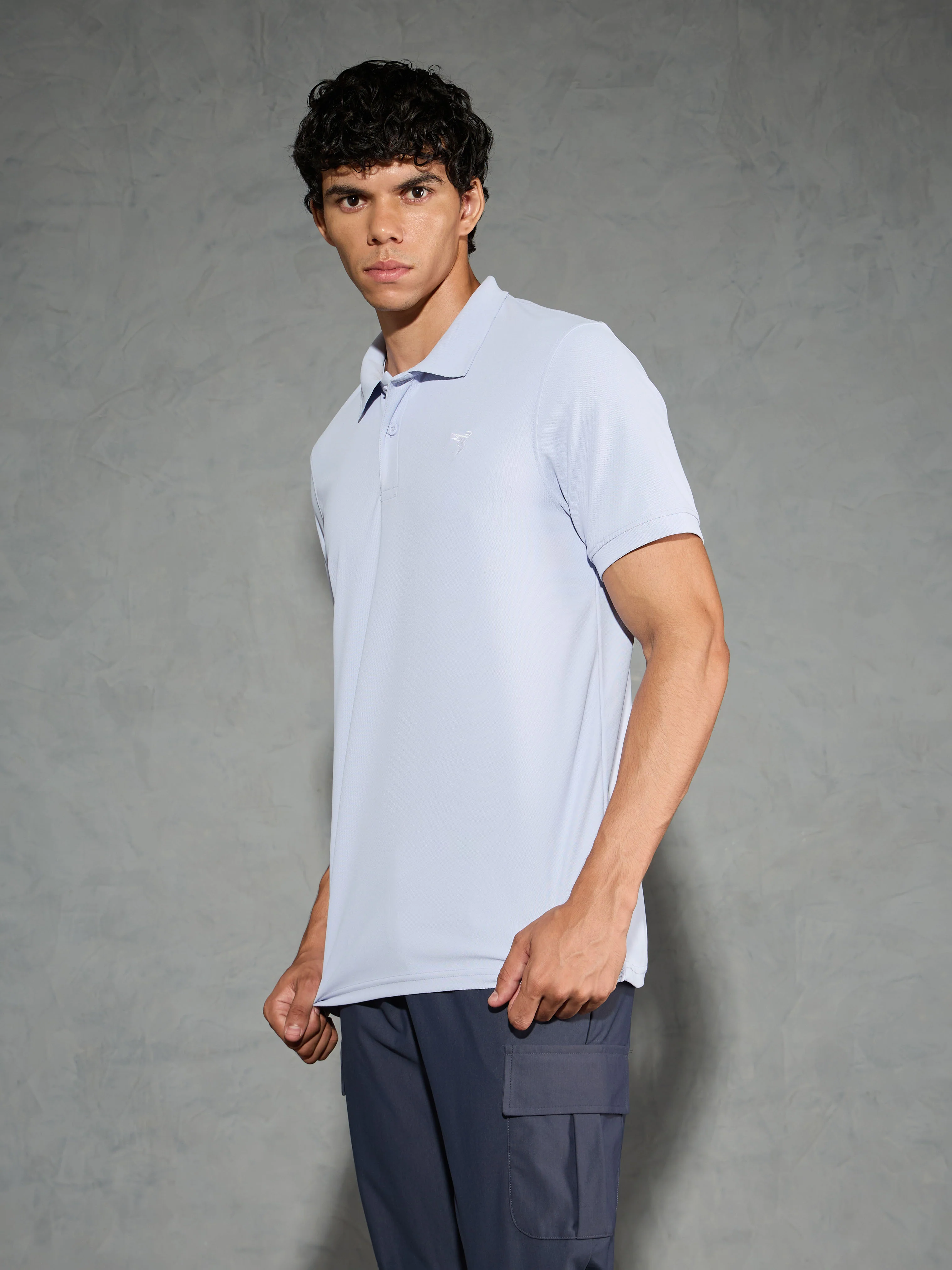 Men Solid Slim Fit Polo T-shirt with MATPIQ - Image 4
