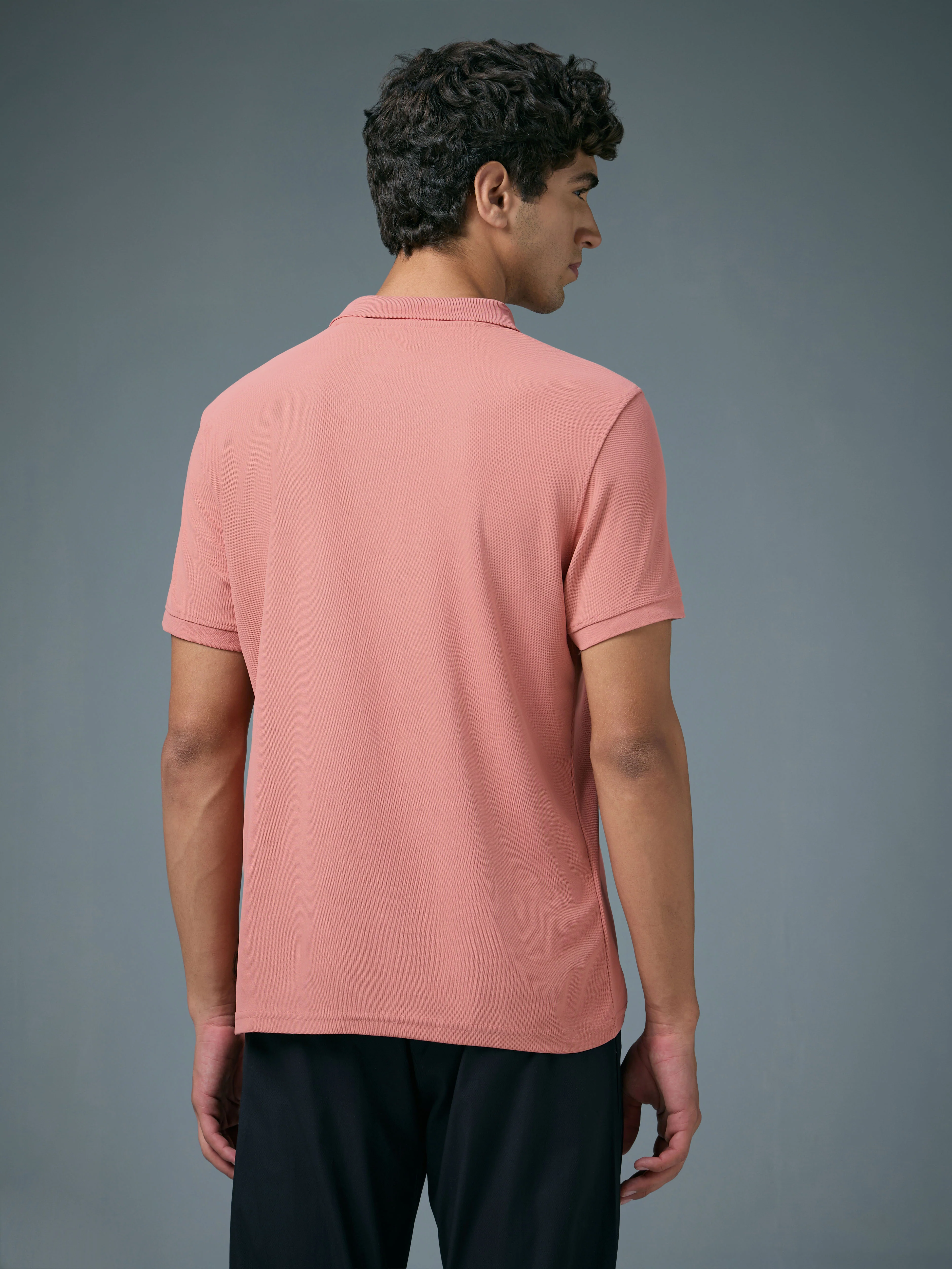 Men Solid Slim Fit Polo T-shirt with MATPIQ - Image 3