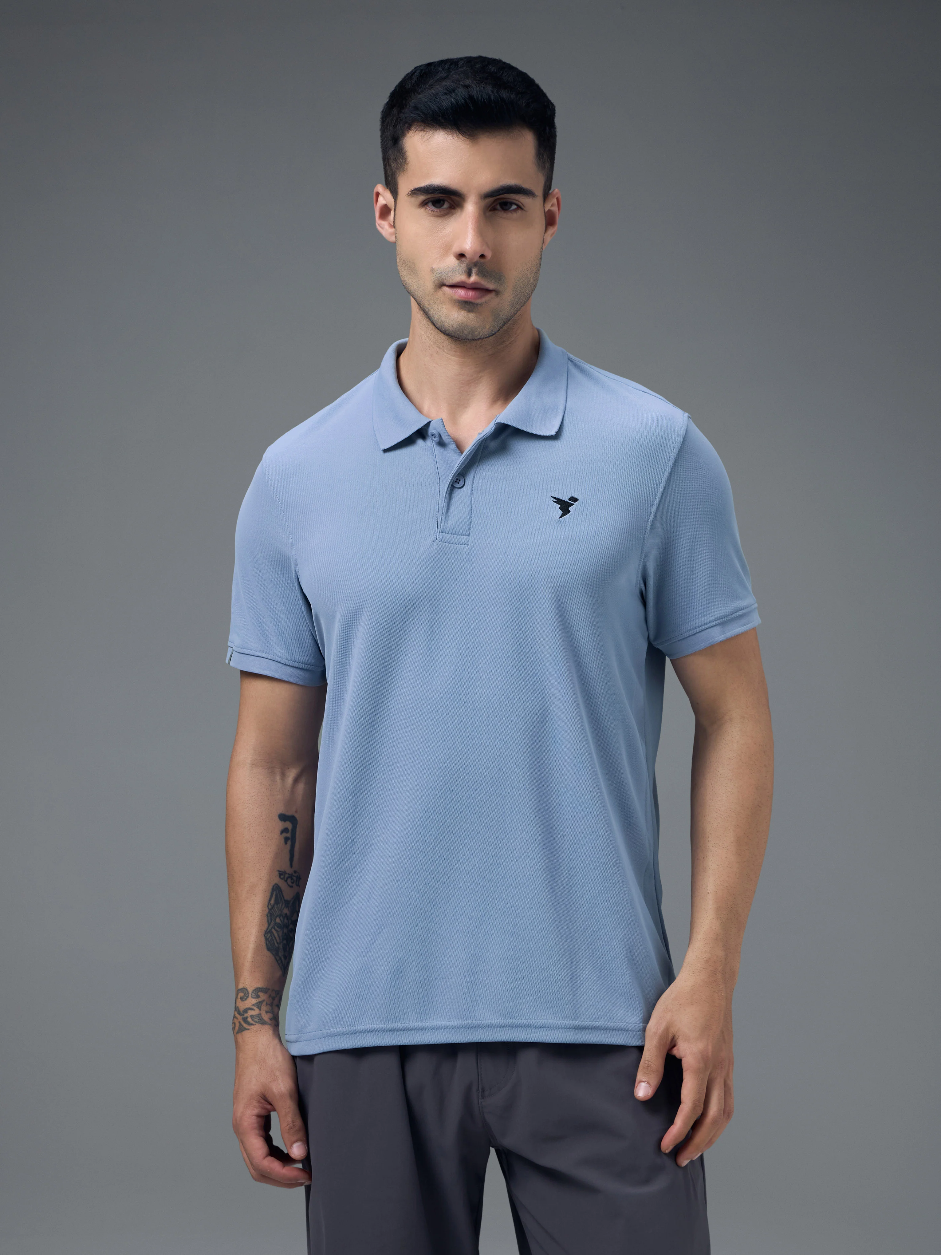 Men Solid Slim Fit Polo T-shirt with MATPIQ - Image 2