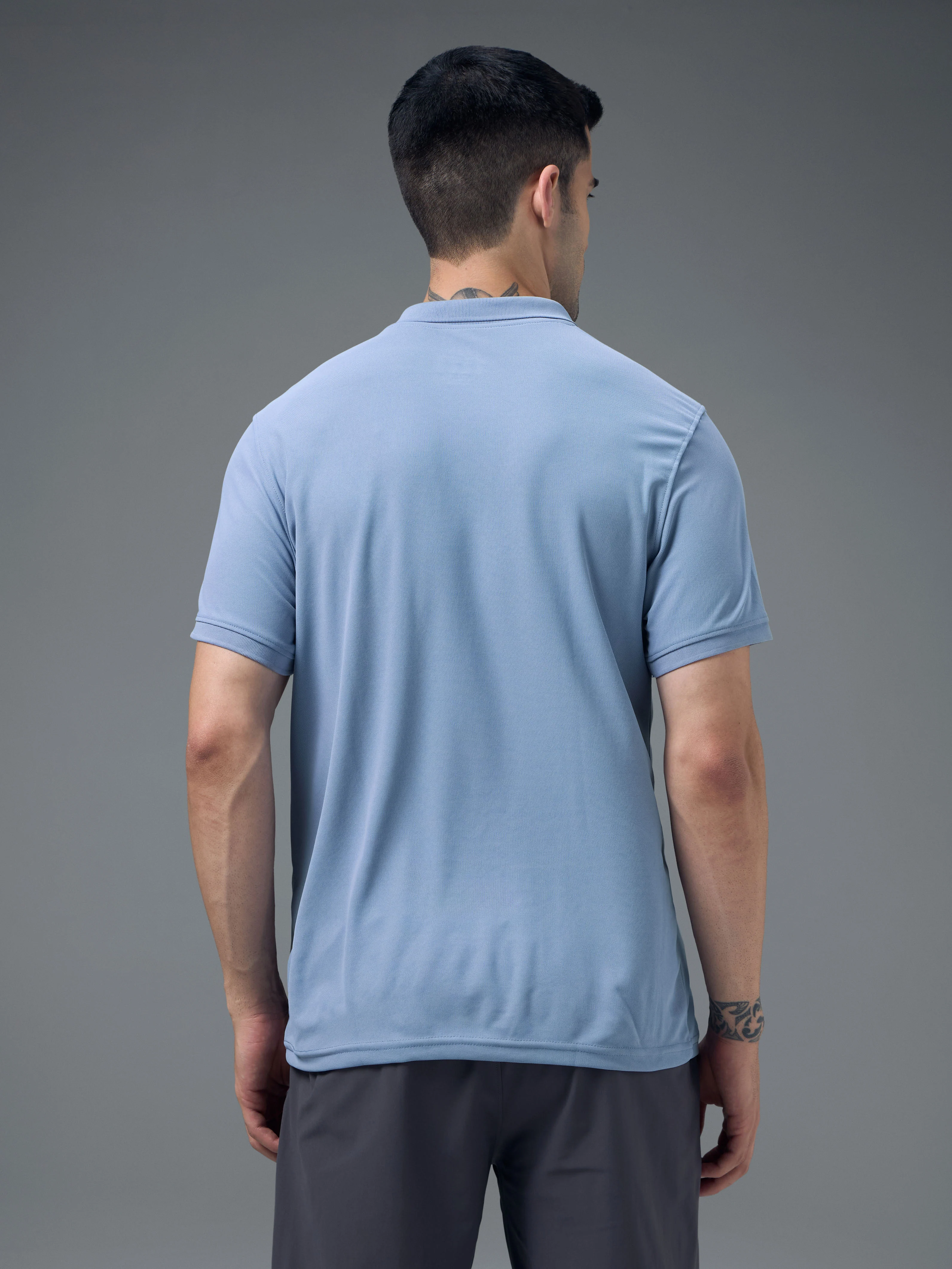 Men Solid Slim Fit Polo T-shirt with MATPIQ - Image 3