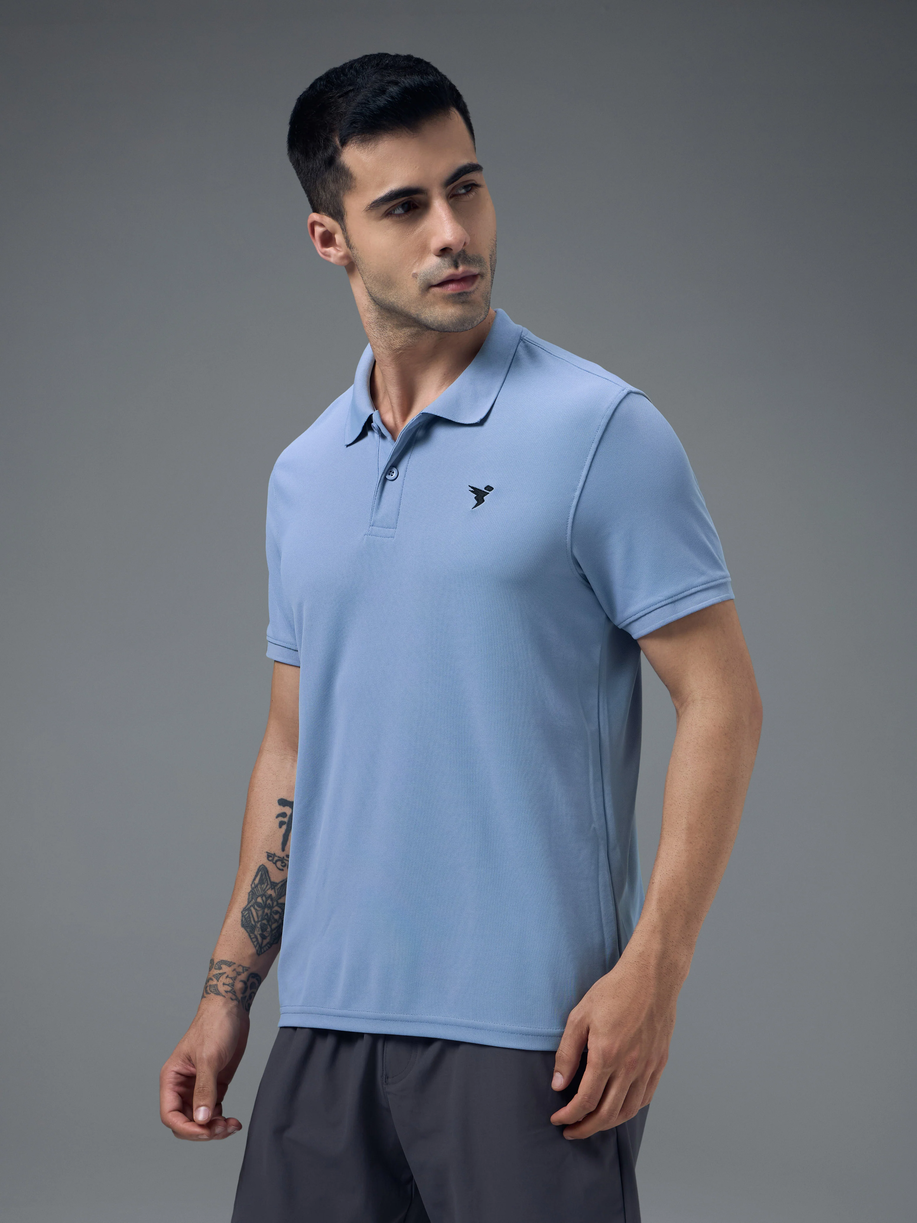 Men Solid Slim Fit Polo T-shirt with MATPIQ - Image 4