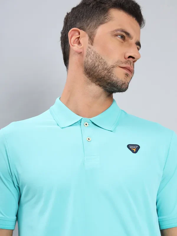 Men Solid Slim Fit Polo T-shirt with ELASTO PLUS - Image 5