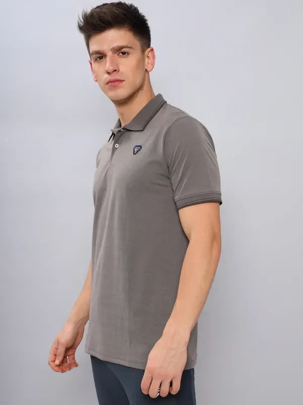 Men Solid Slim Fit Polo T-shirt with ELASTO PLUS - Image 3
