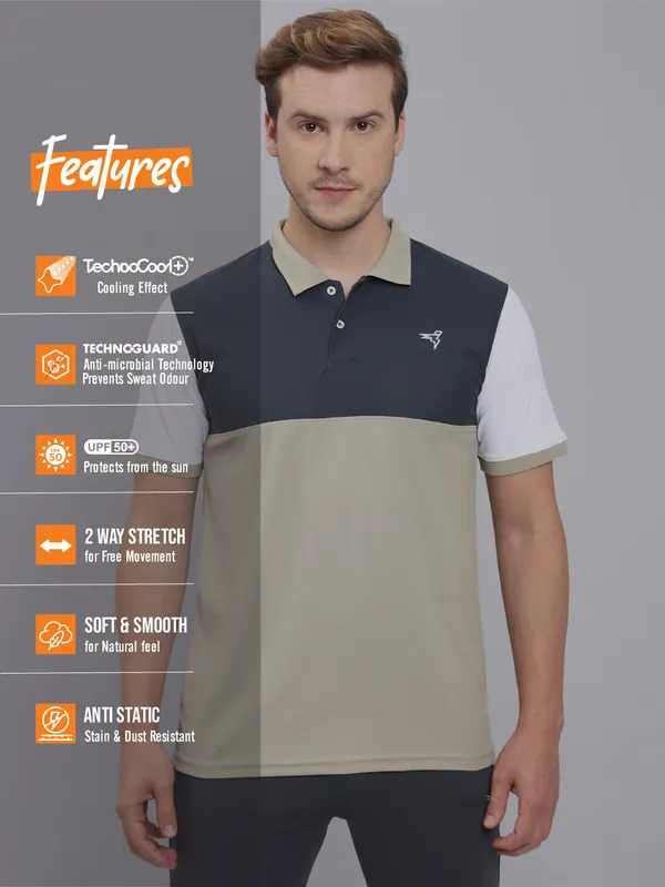 Men Colorblock Slim Fit Polo T-shirt with MATPIQ - Image 3