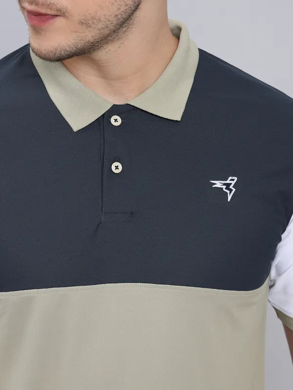 Men Colorblock Slim Fit Polo T-shirt with MATPIQ - Image 7