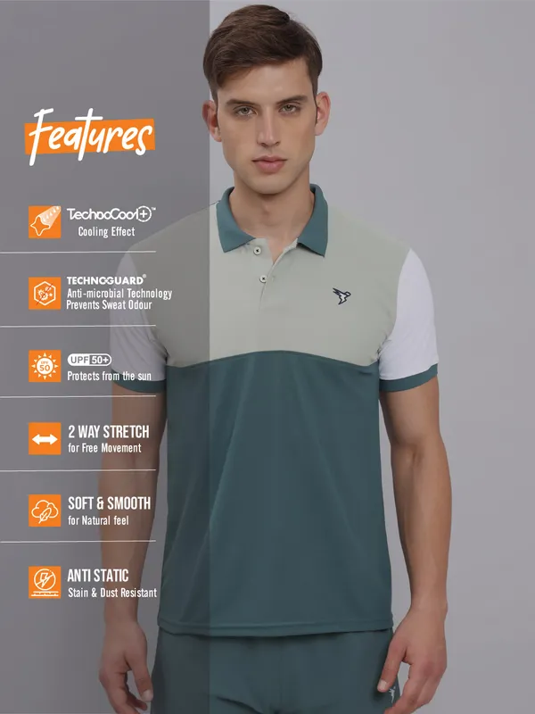 Men Colorblock Slim Fit Polo T-shirt with MATPIQ - Image 3