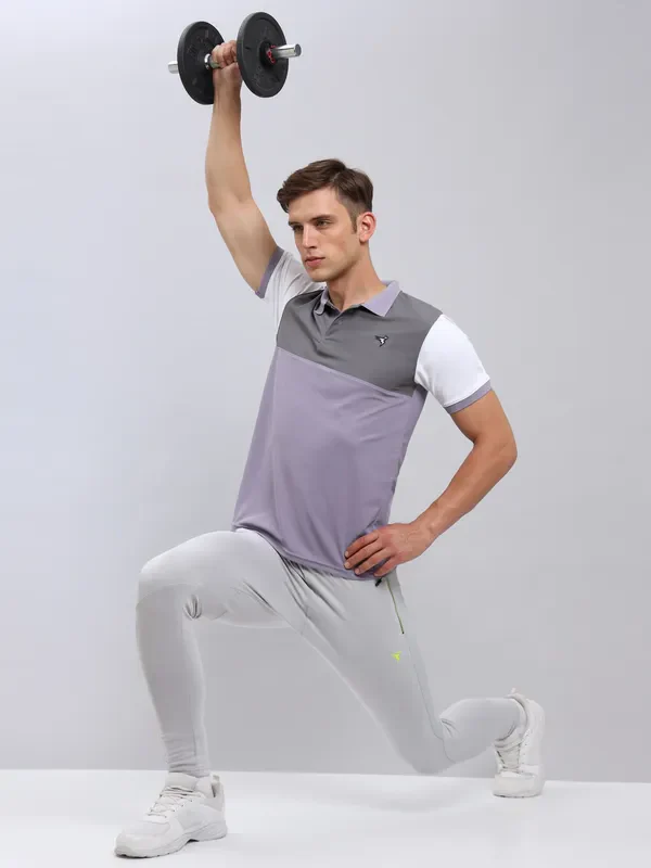 Men Colorblock Slim Fit Polo T-shirt with MATPIQ - Image 2