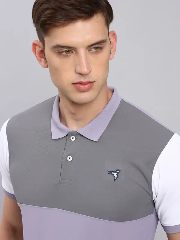 Men Colorblock Slim Fit Polo T-shirt with MATPIQ - Image 7