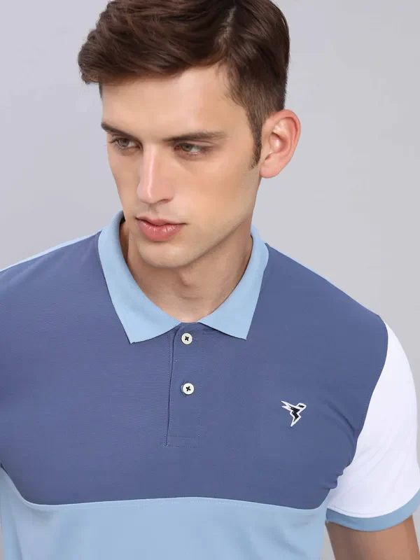 Men Colorblock Slim Fit Polo T-shirt with MATPIQ - Image 9