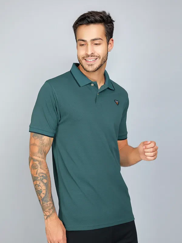 Men Solid Slim Fit Polo T-shirt with TECHNO COOL+ - Image 5