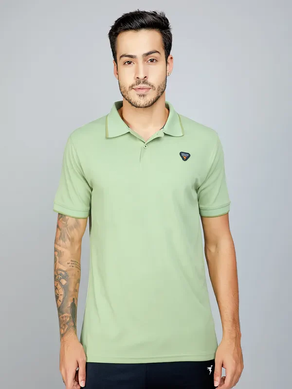 Men Solid Slim Fit Polo T-shirt with TECHNO COOL+ - Image 3