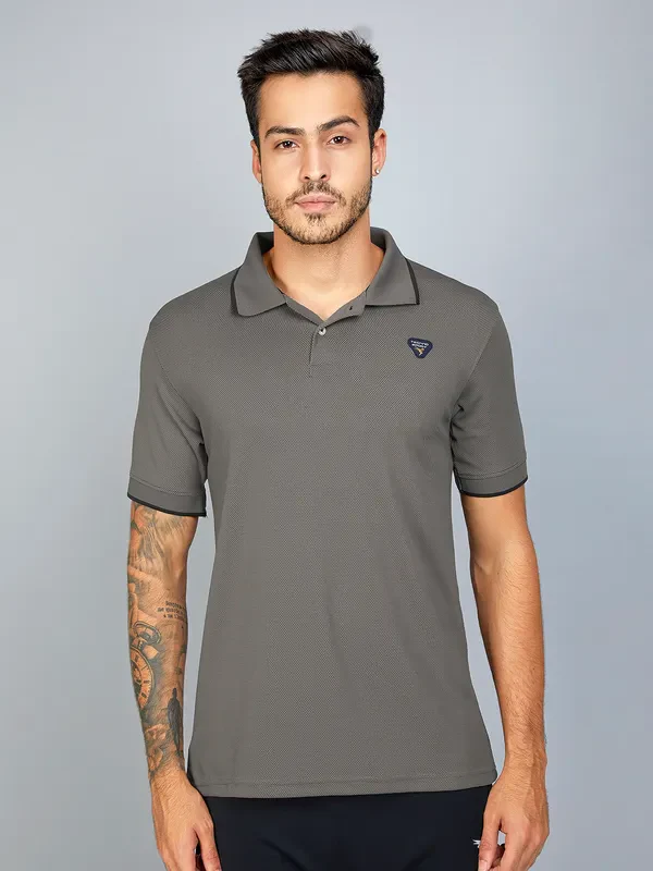 Men Solid Slim Fit Polo T-shirt with TECHNO COOL+