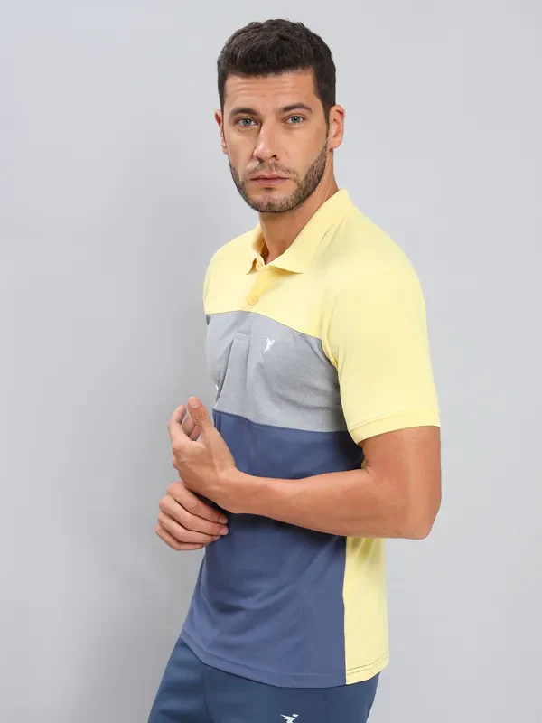 Men Colorblock Slim Fit Polo T-shirt with MATPIQ - Image 2