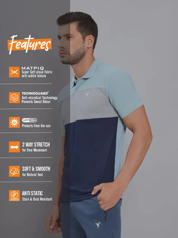 Men Colorblock Slim Fit Polo T-shirt with MATPIQ - Image 3