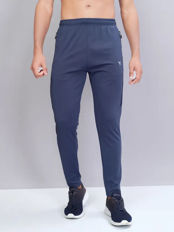 Men Solid Slim Fit Trackpants with TECHNO DRY - Image 3