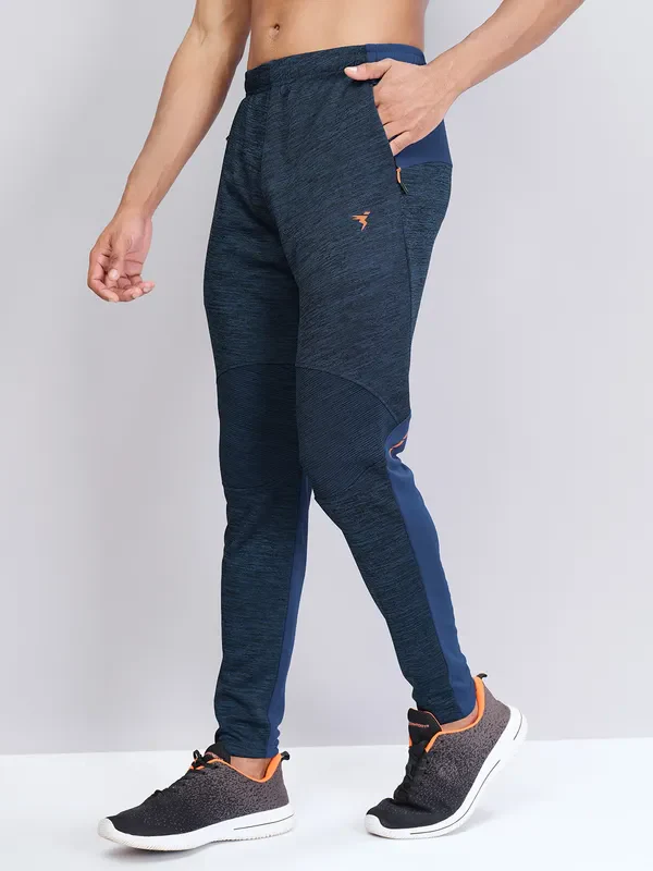 Men Melange Slim Fit Trackpants with TECHNO DRY - Image 4