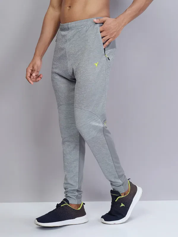 Men Melange Slim Fit Trackpants with TECHNO DRY - Image 5