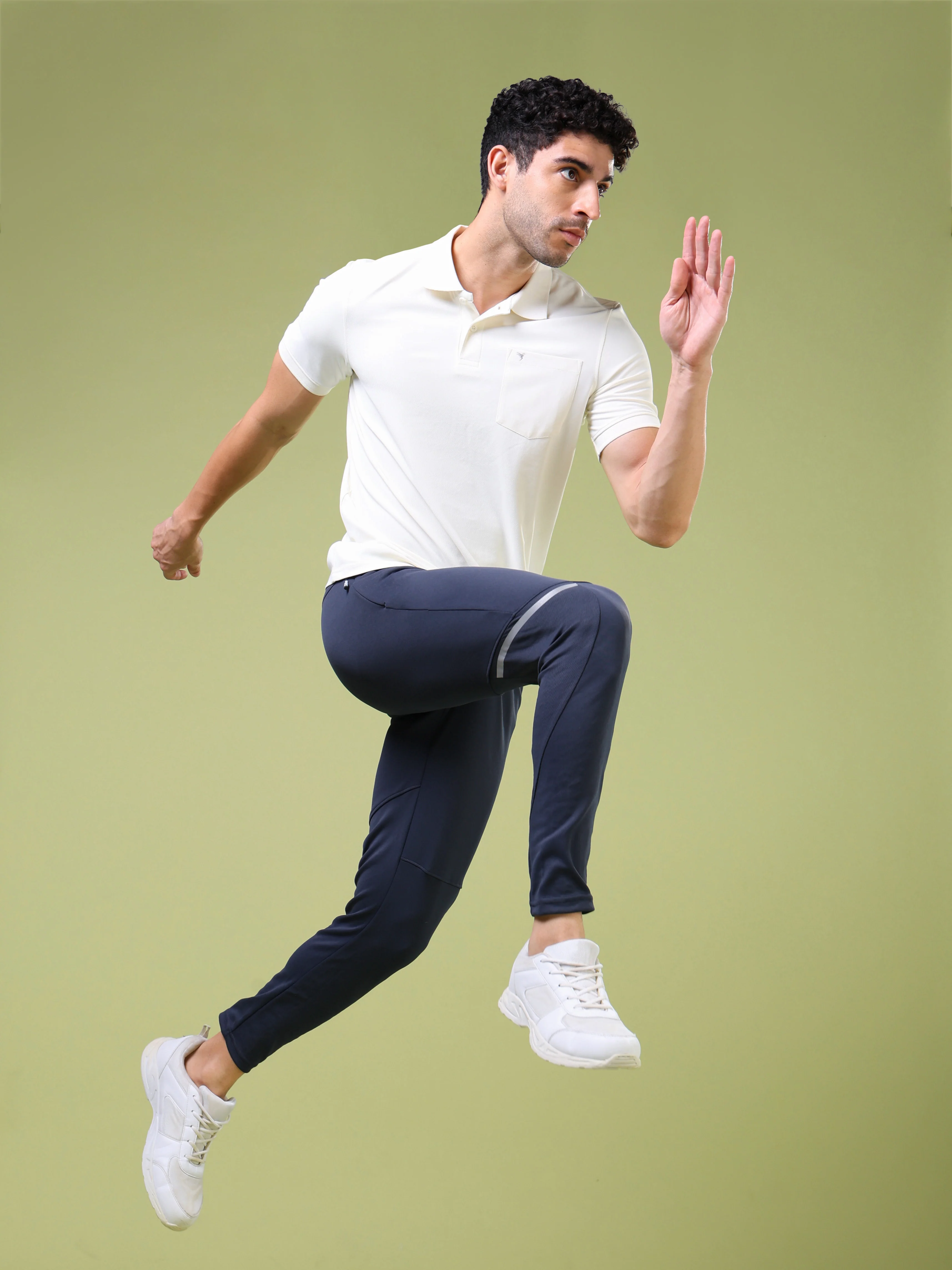 Men Solid Slim Fit Trackpants with TECHNO DRY - Image 2