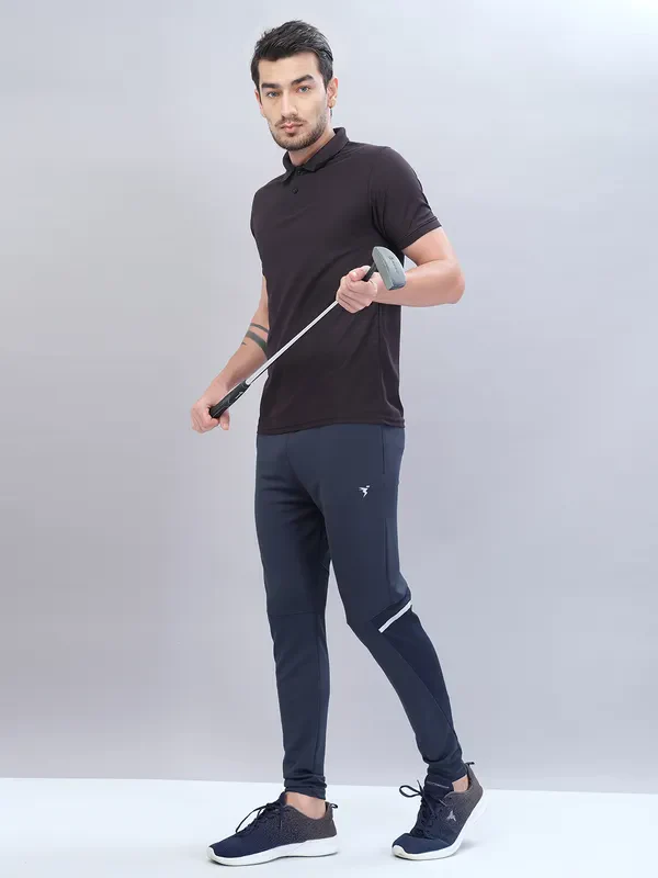 Men Solid Slim Fit Trackpants with TECHNO DRY - Image 2
