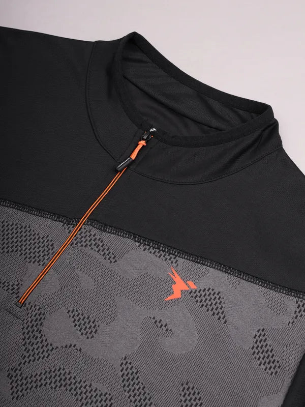Men Jacquard Slim Fit Mock Neck T-shirt with TECHNO COOL+ - Image 3