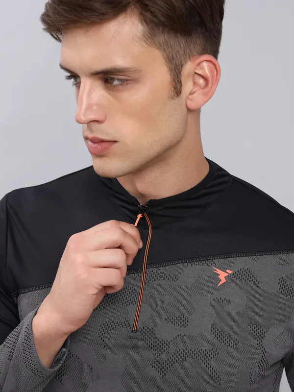 Men Jacquard Slim Fit Mock Neck T-shirt with TECHNO COOL+ - Image 8