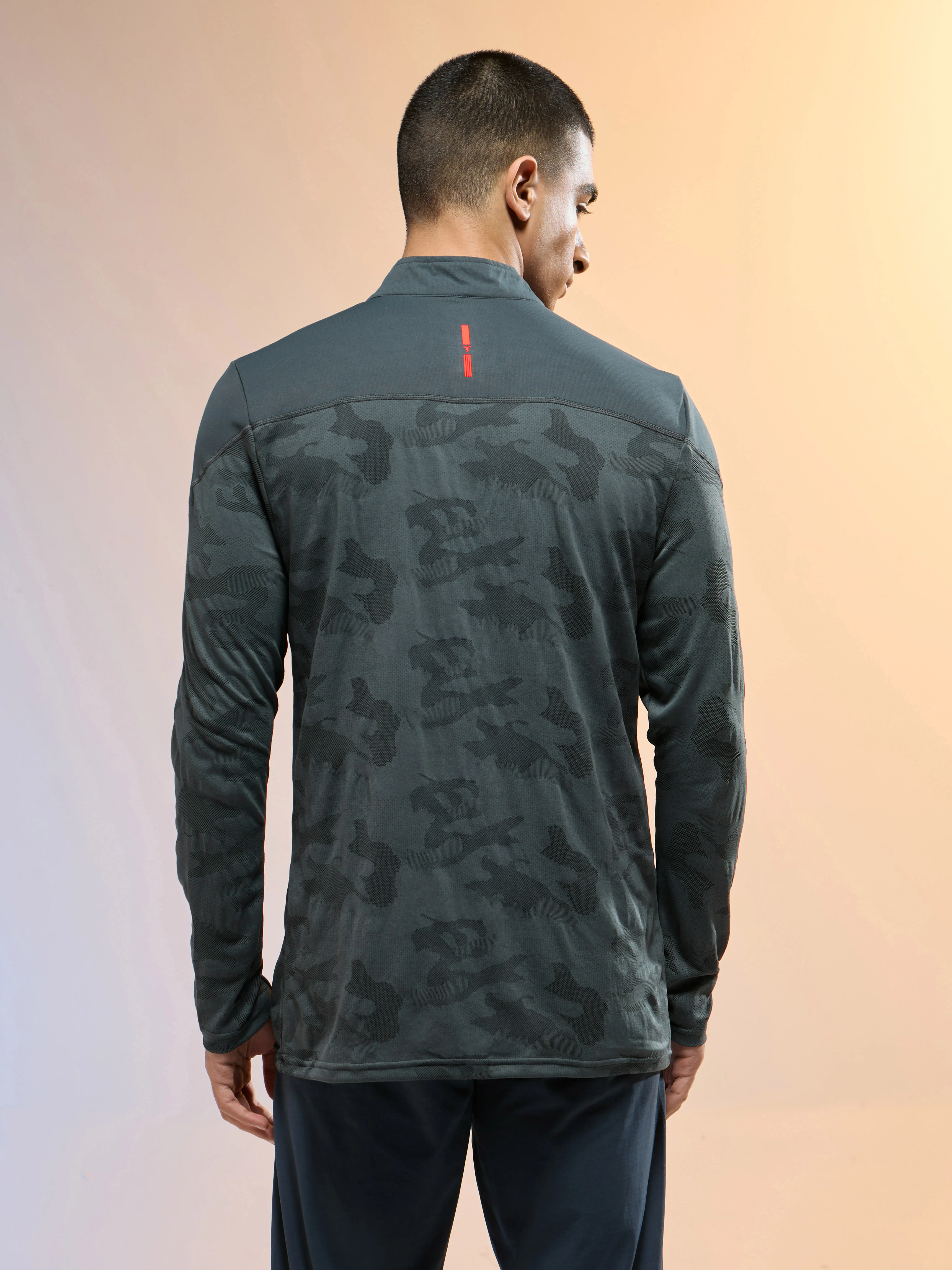 Men Jacquard Slim Fit Mock Neck T-shirt with TECHNO COOL+ - Image 3