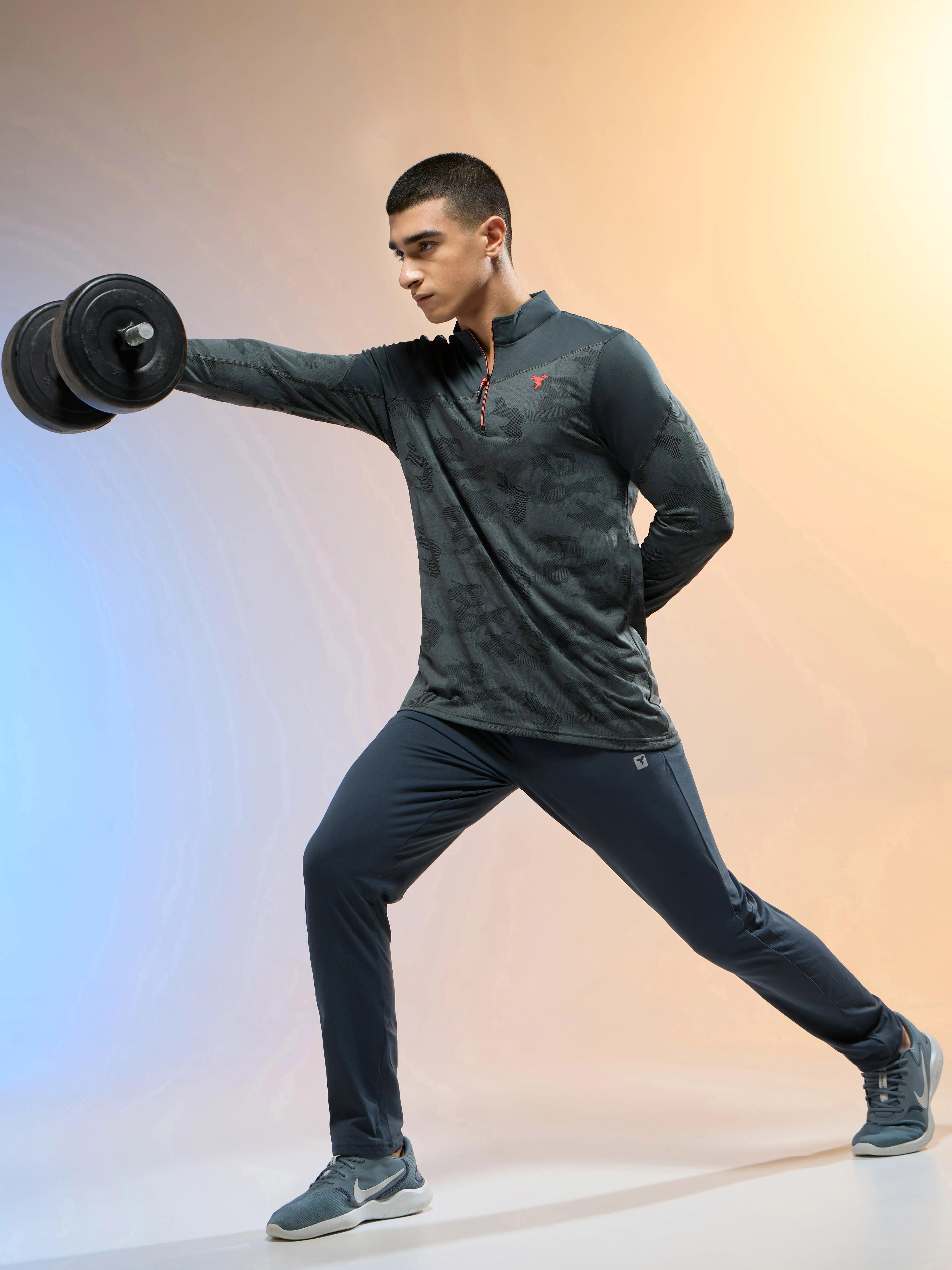 Men Jacquard Slim Fit Mock Neck T-shirt with TECHNO COOL+ - Image 5