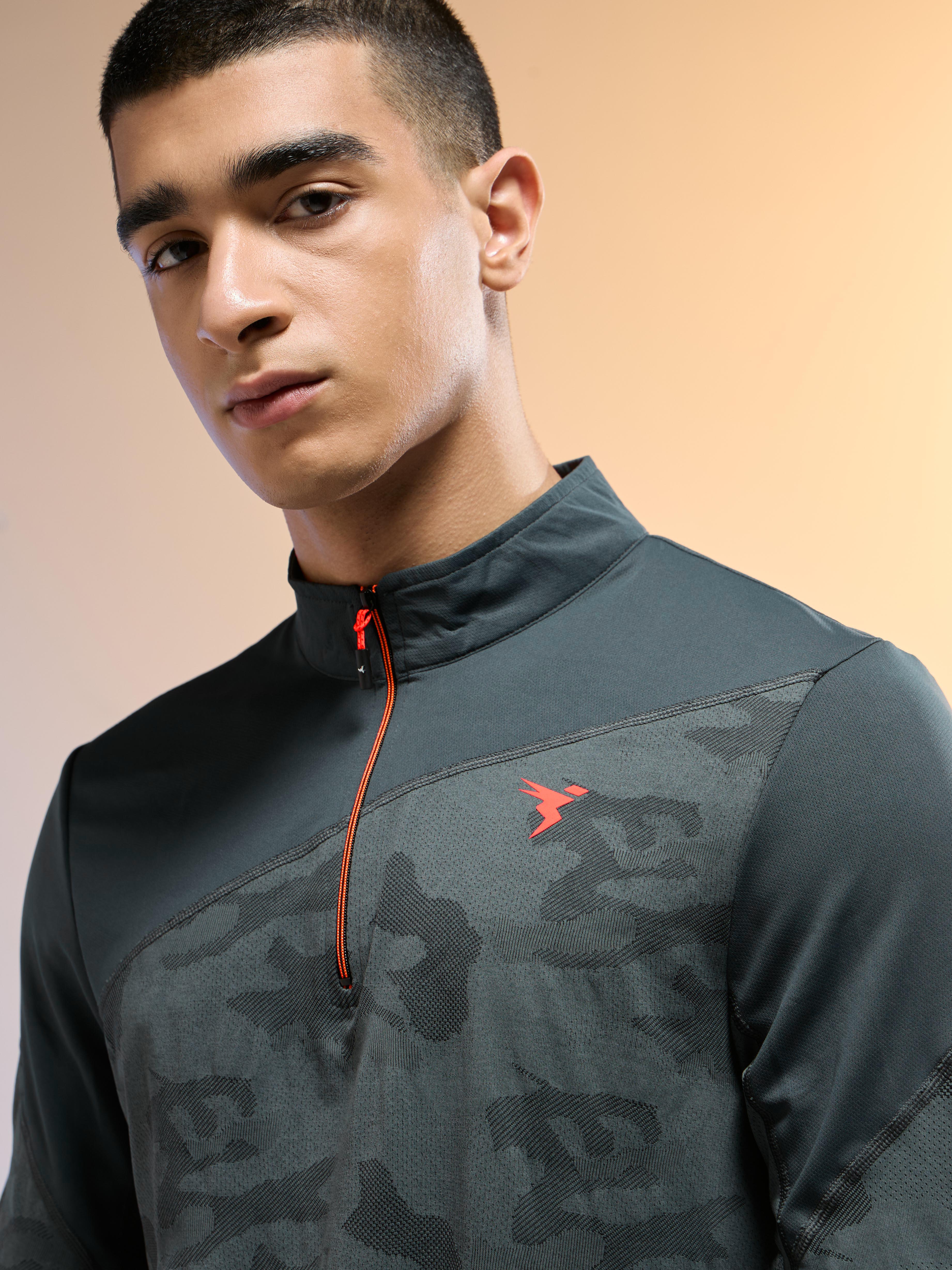 Men Jacquard Slim Fit Mock Neck T-shirt with TECHNO COOL+ - Image 6