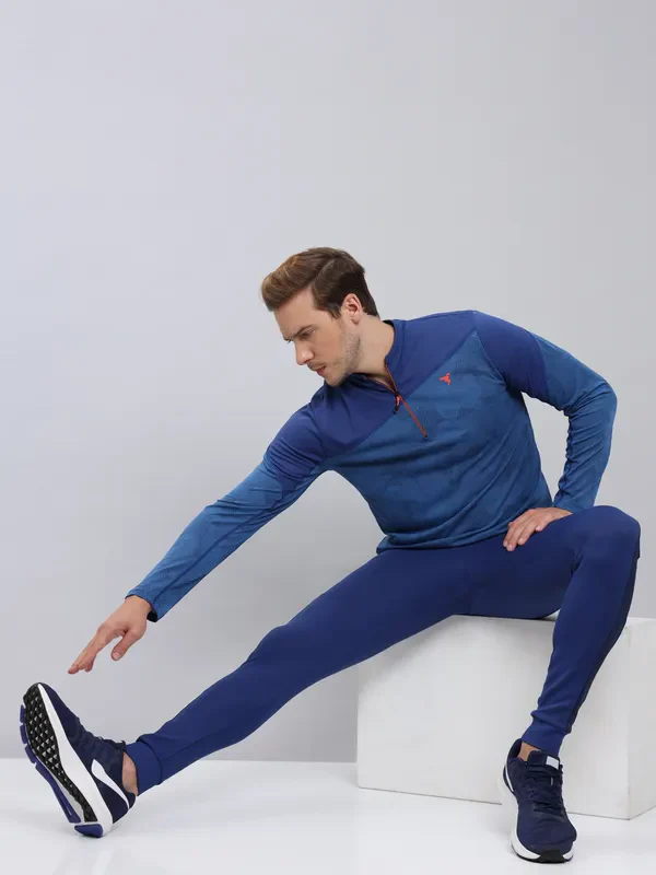 Men Jacquard Slim Fit Mock Neck T-shirt with TECHNO COOL+ - Image 2