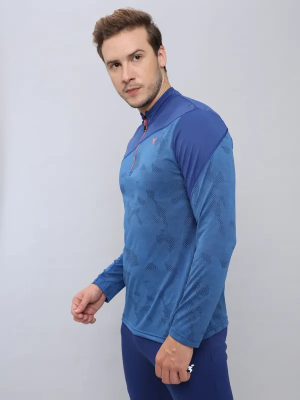 Men Jacquard Slim Fit Mock Neck T-shirt with TECHNO COOL+ - Image 5
