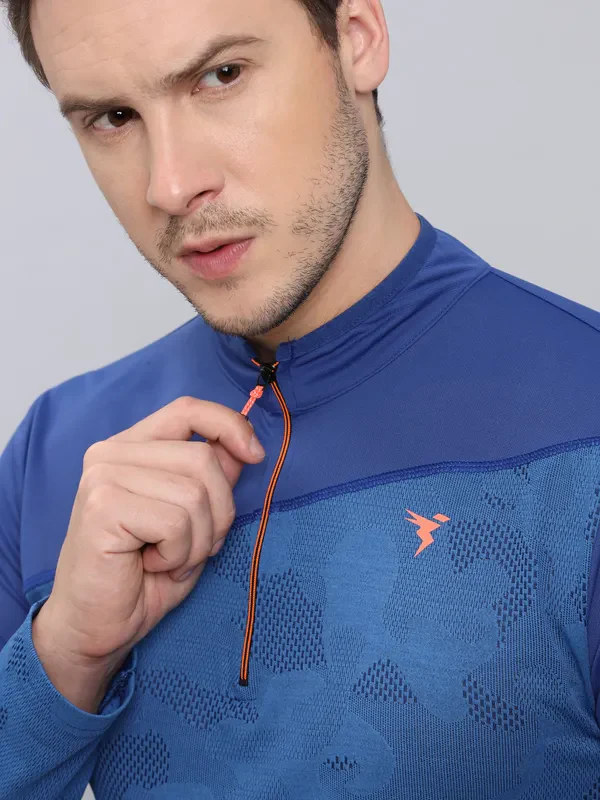 Men Jacquard Slim Fit Mock Neck T-shirt with TECHNO COOL+ - Image 7