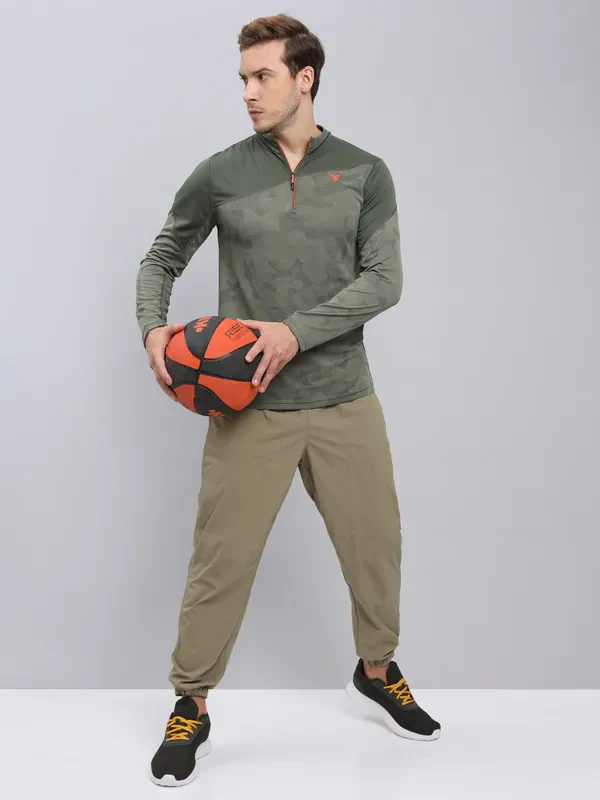 Men Jacquard Slim Fit Mock Neck T-shirt with TECHNO COOL+ - Image 2