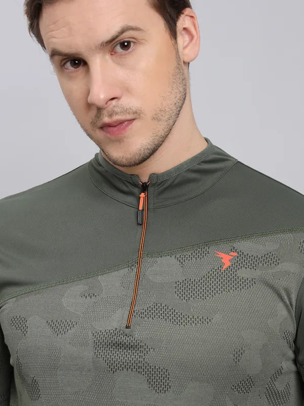Men Jacquard Slim Fit Mock Neck T-shirt with TECHNO COOL+ - Image 7