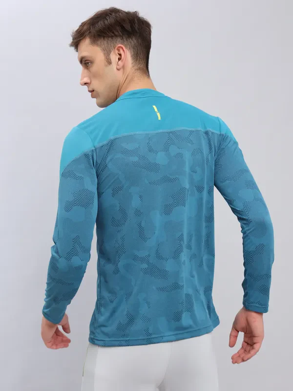 Men Jacquard Slim Fit Mock Neck T-shirt with TECHNO COOL+ - Image 6