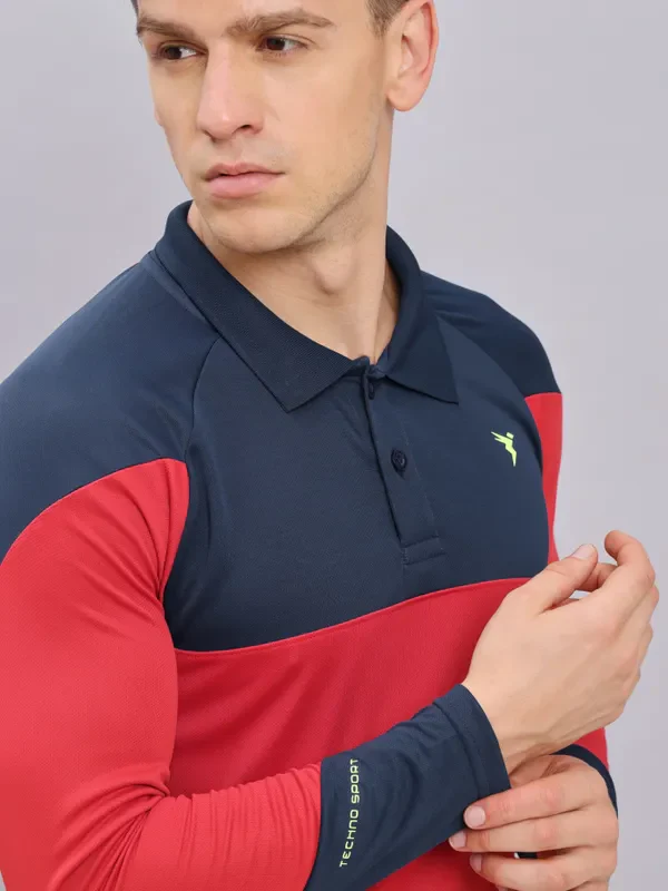 Men Colorblock Slim Fit Polo T-shirt with TECHNO COOL+ - Image 6