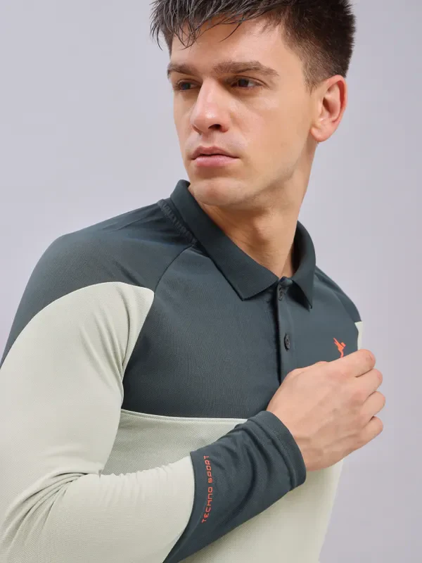 Men Colorblock Slim Fit Polo T-shirt with TECHNO COOL+ - Image 2