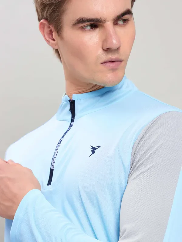 Men Colorblock Slim Fit Mock Neck T-shirt with TECHNO COOL+ - Image 5