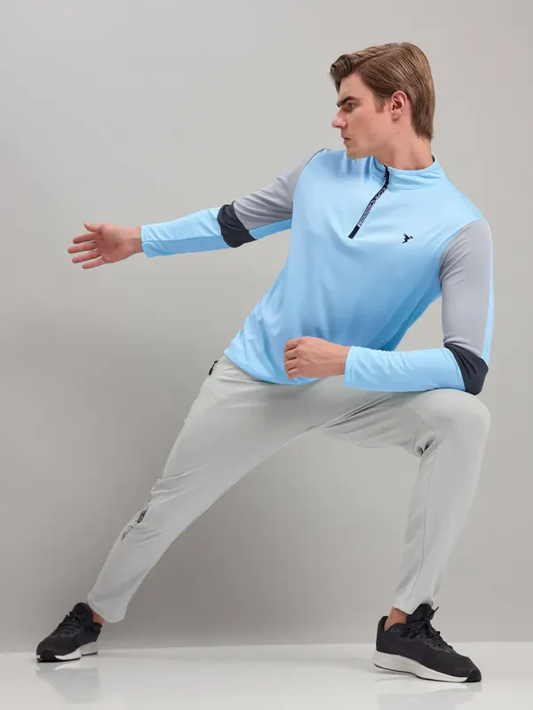 Men Colorblock Slim Fit Mock Neck T-shirt with TECHNO COOL+ - Image 6
