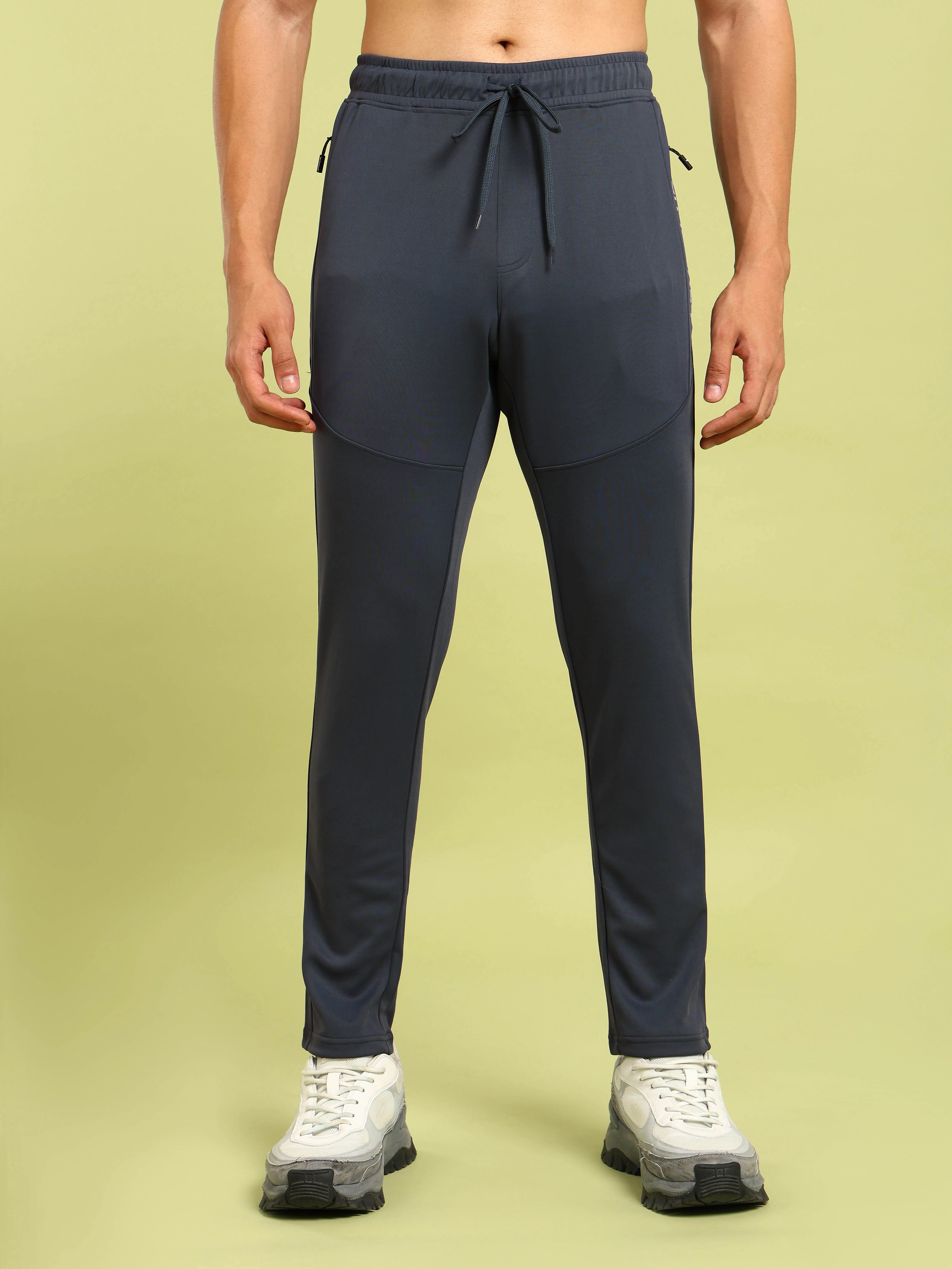 Men Solid Slim Fit Trackpants with TECHNO DRY - Image 2