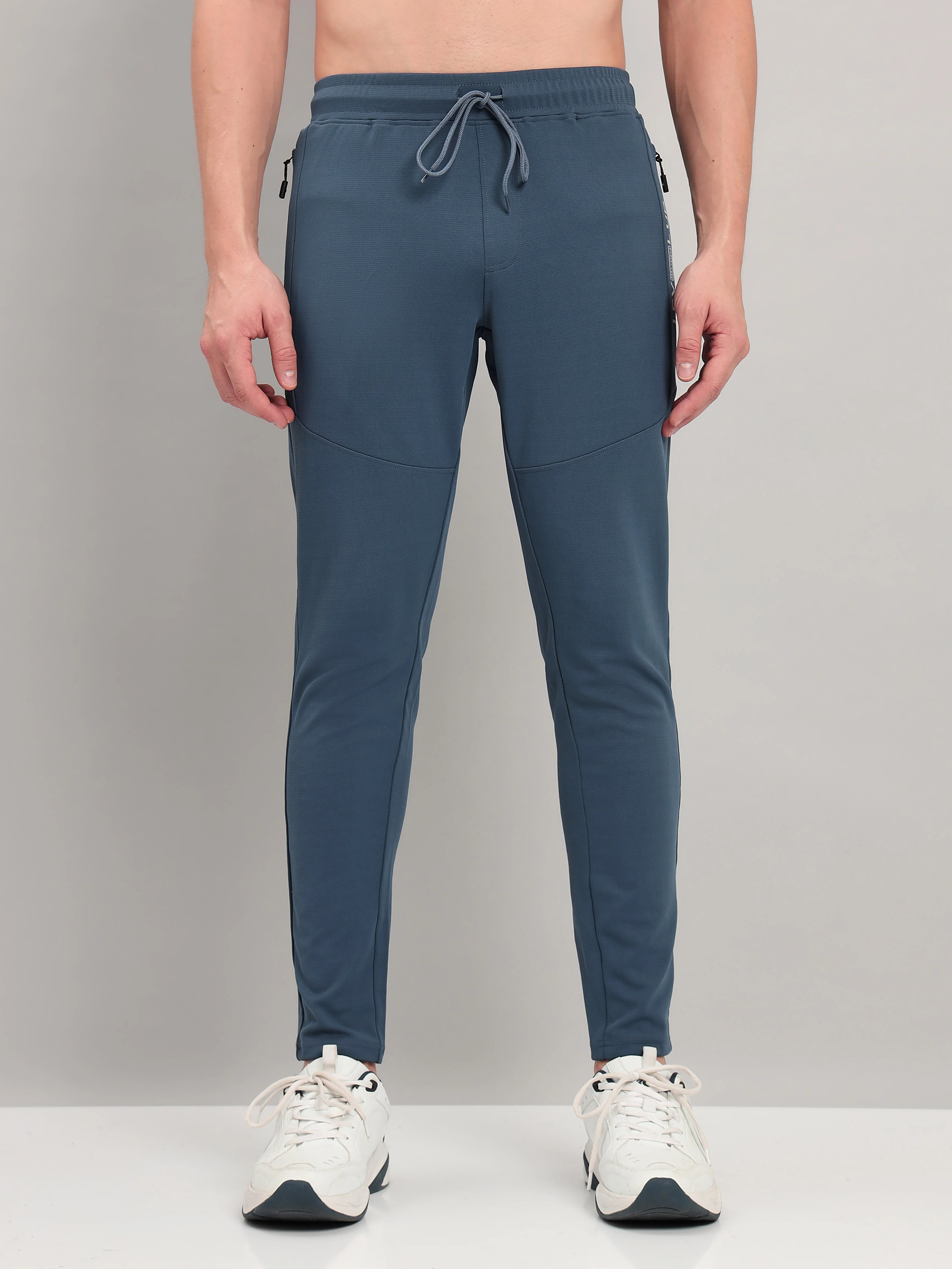 Men Solid Slim Fit Trackpants with TECHNO DRY - Image 2