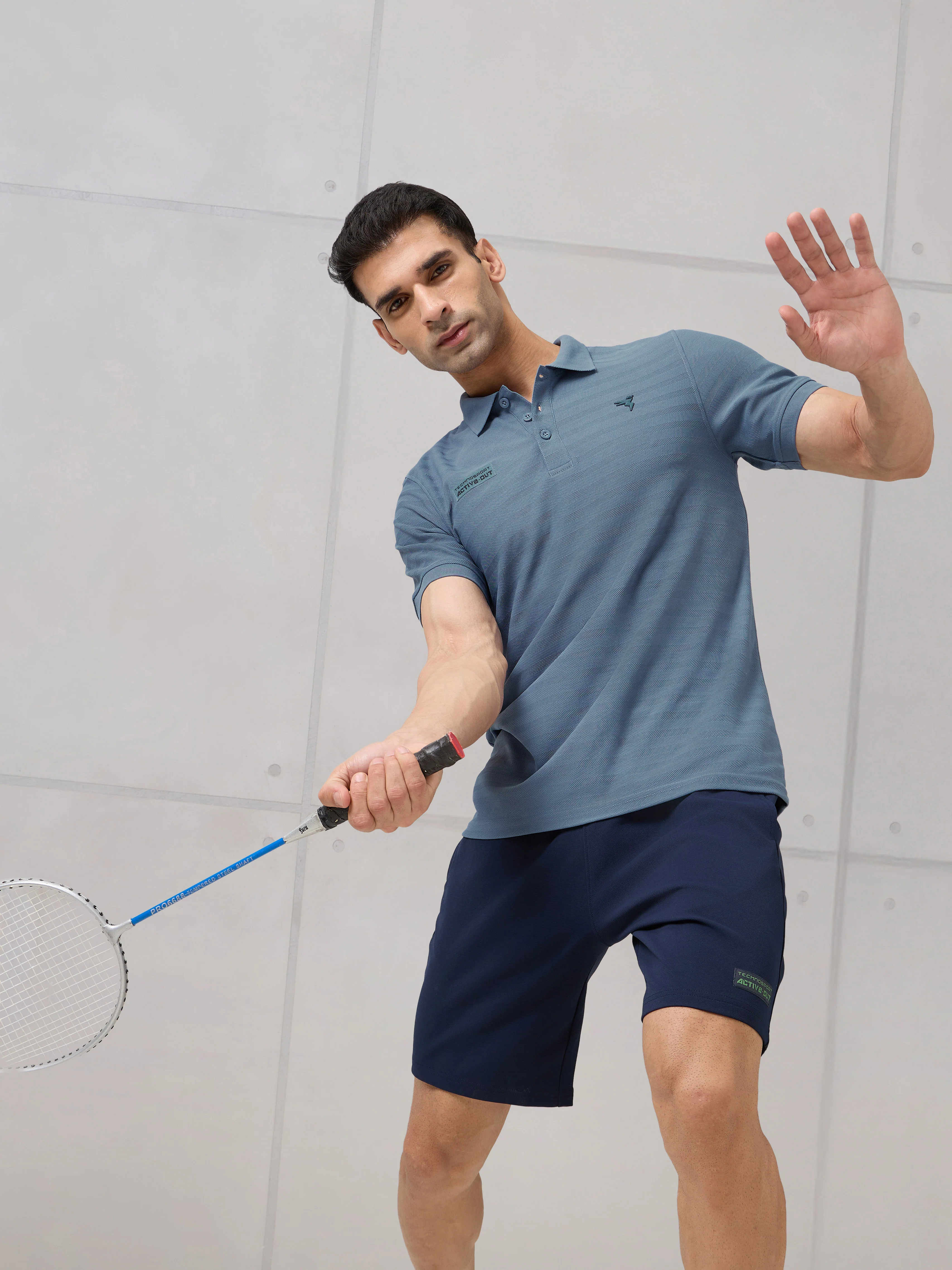 Men Self Design Active Out Polo T-Shirt Slim Fit with MATPIQ