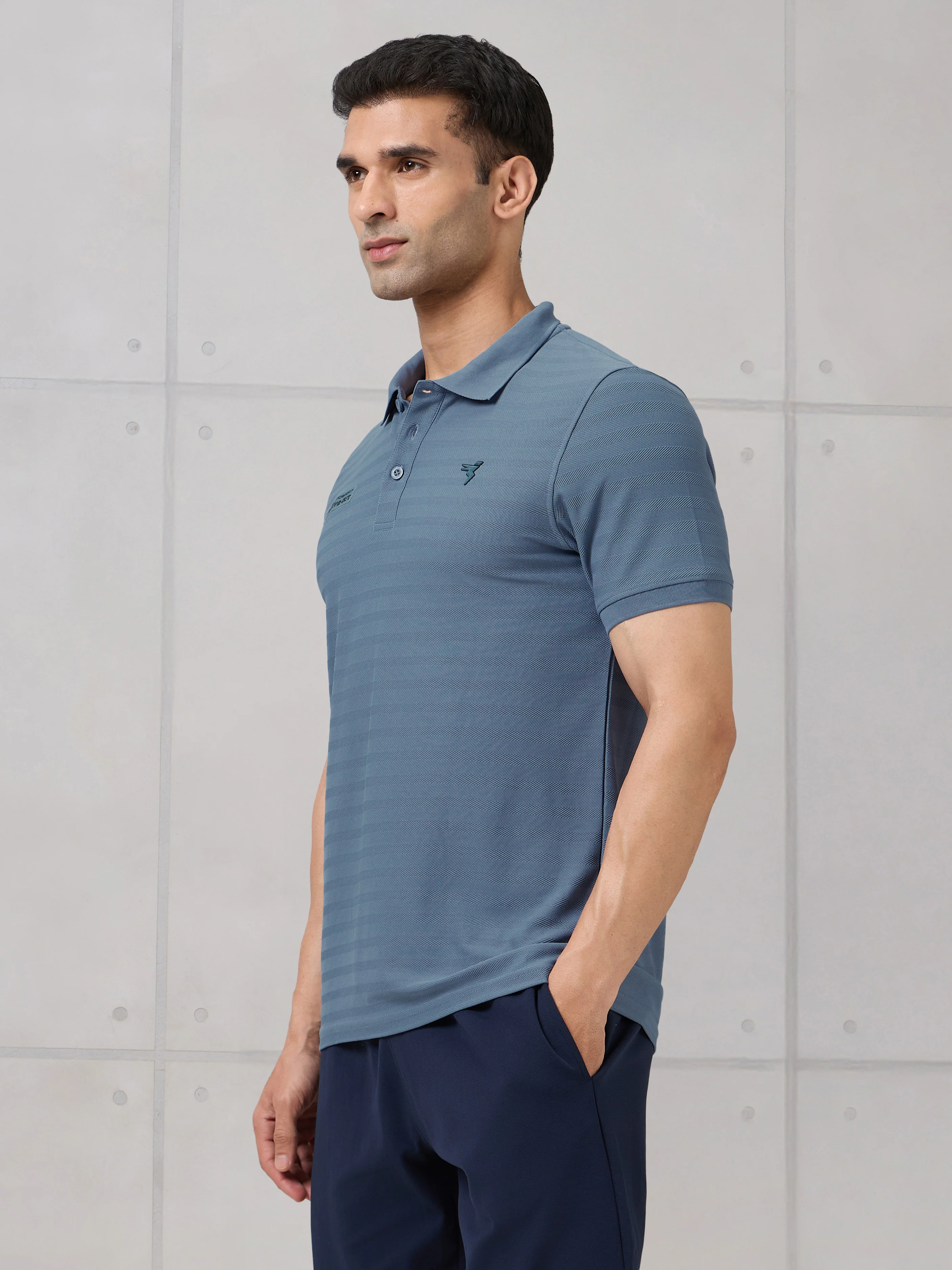 Men Self Design Active Out Polo T-Shirt Slim Fit with MATPIQ - Image 5