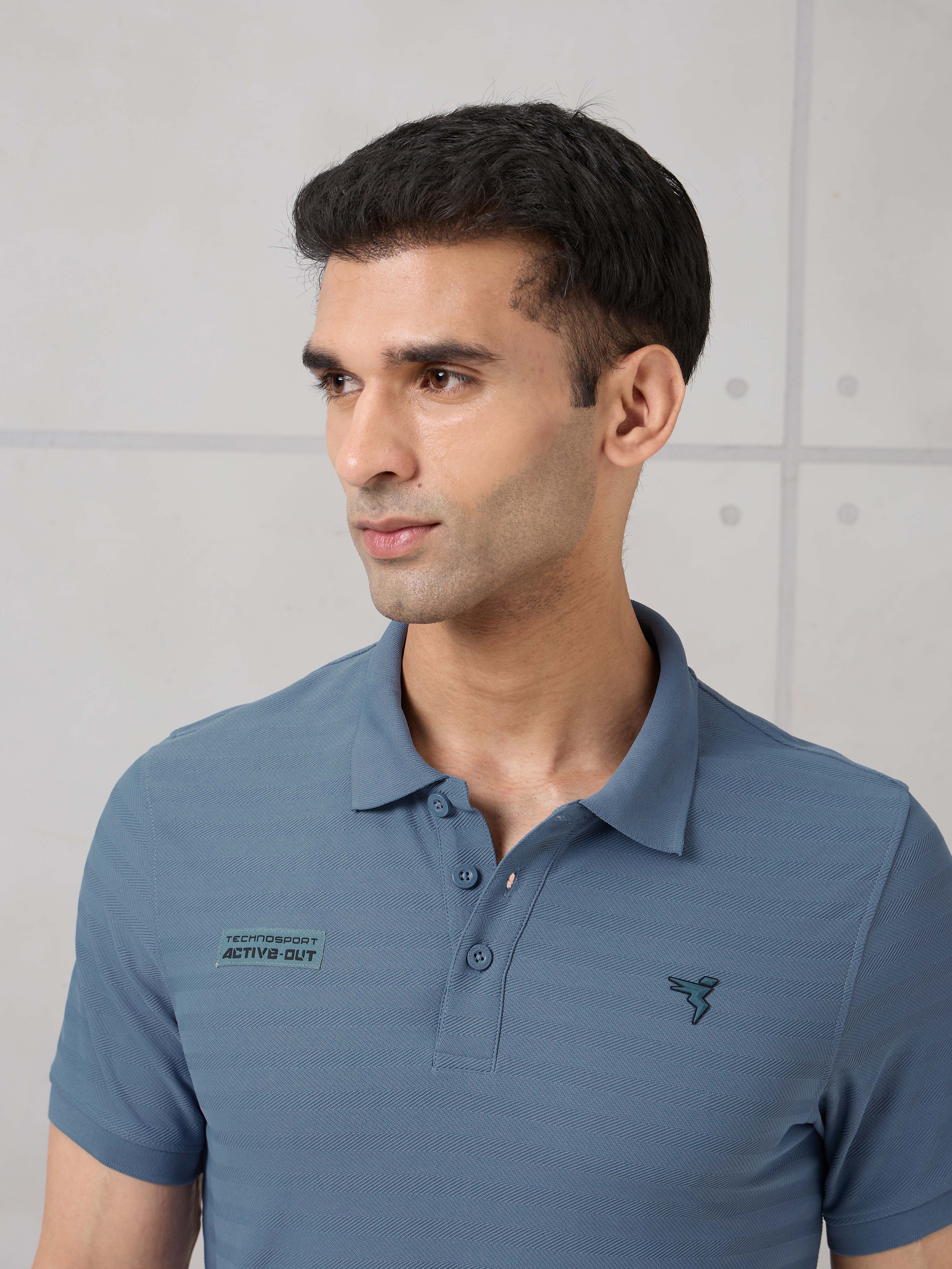 Men Self Design Active Out Polo T-Shirt Slim Fit with MATPIQ - Image 7