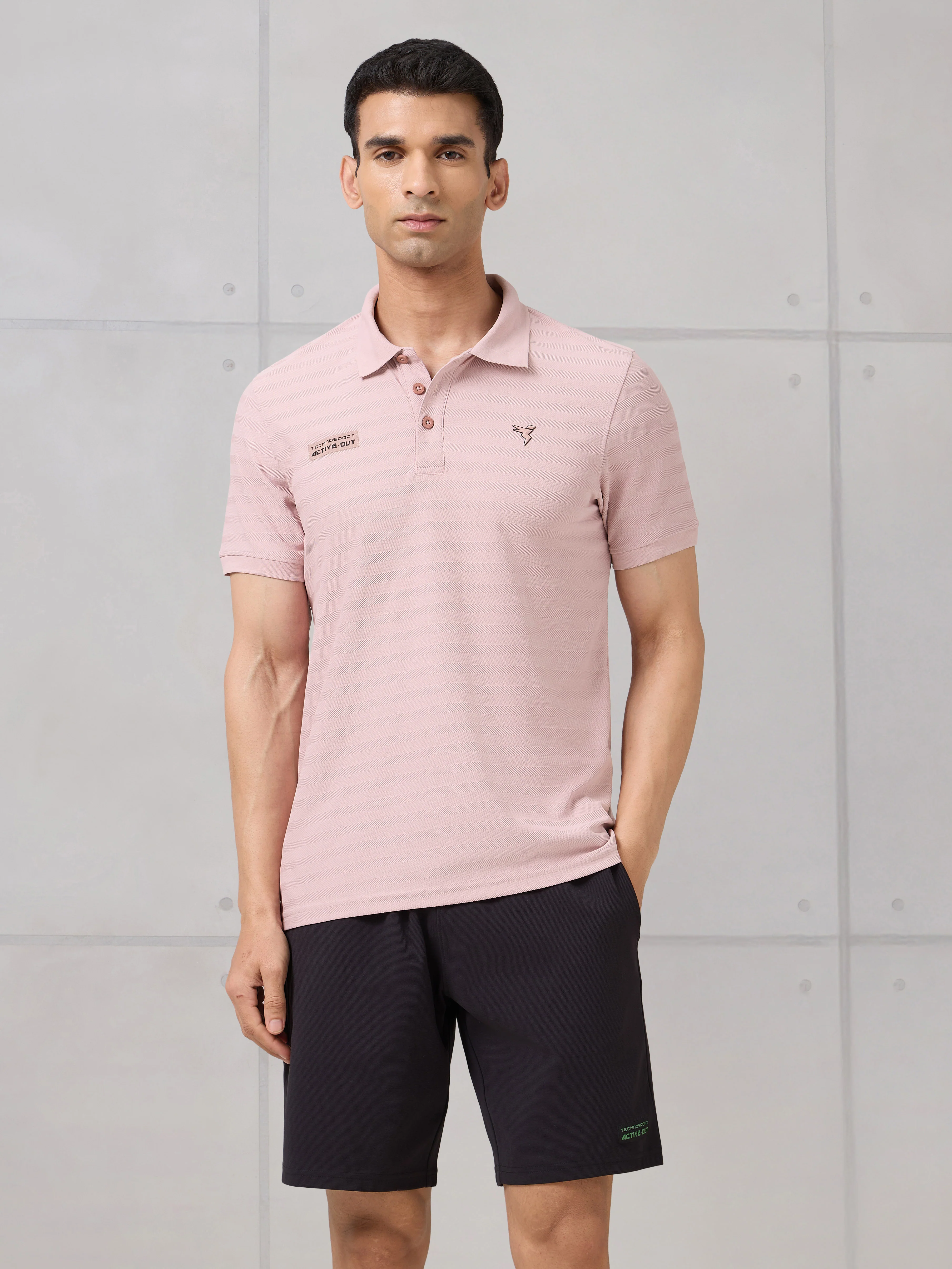 Men Self Design Active Out Polo T-Shirt Slim Fit with MATPIQ - Image 2