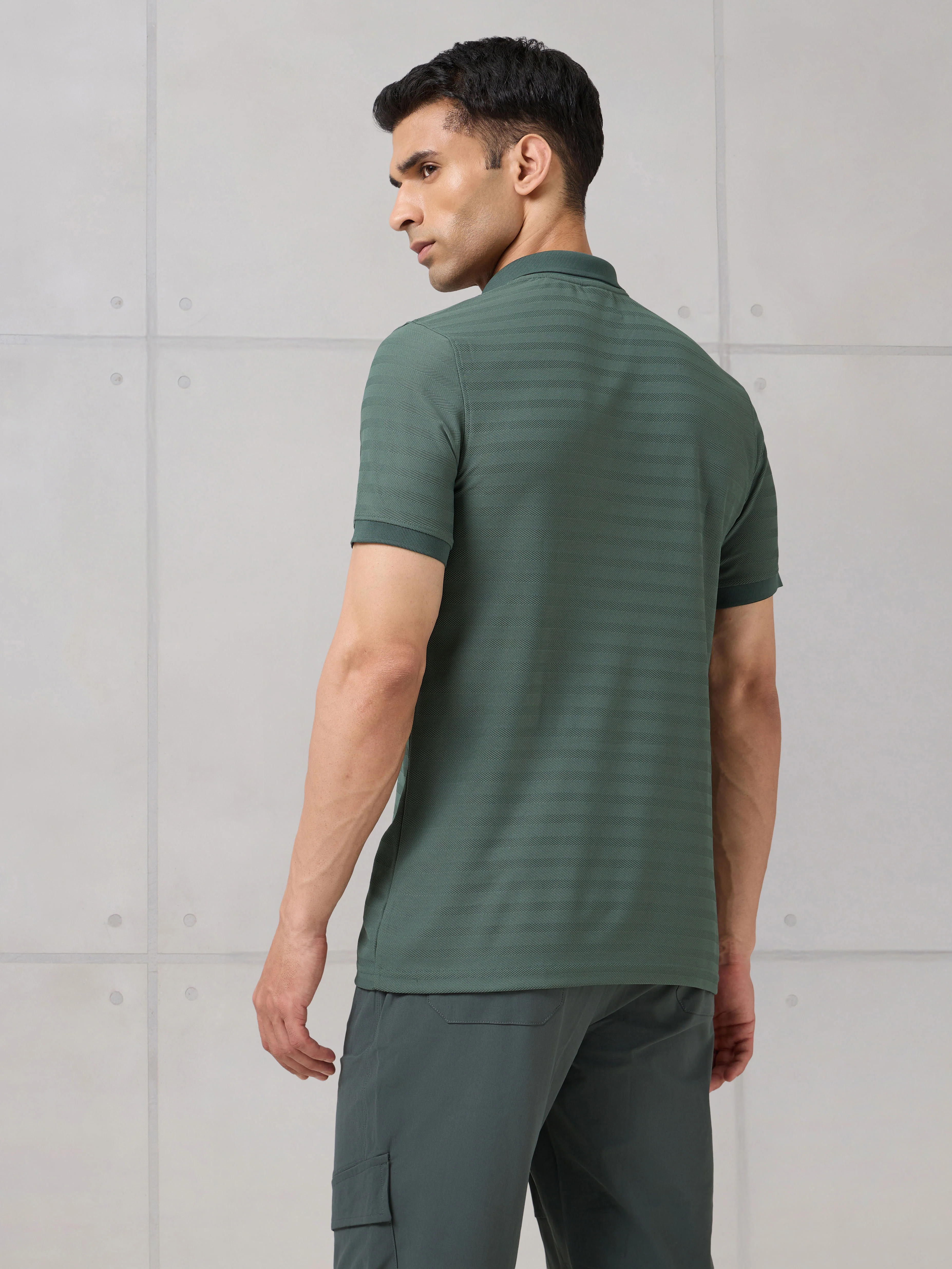 Men Self Design Active Out Polo T-Shirt Slim Fit with MATPIQ - Image 3