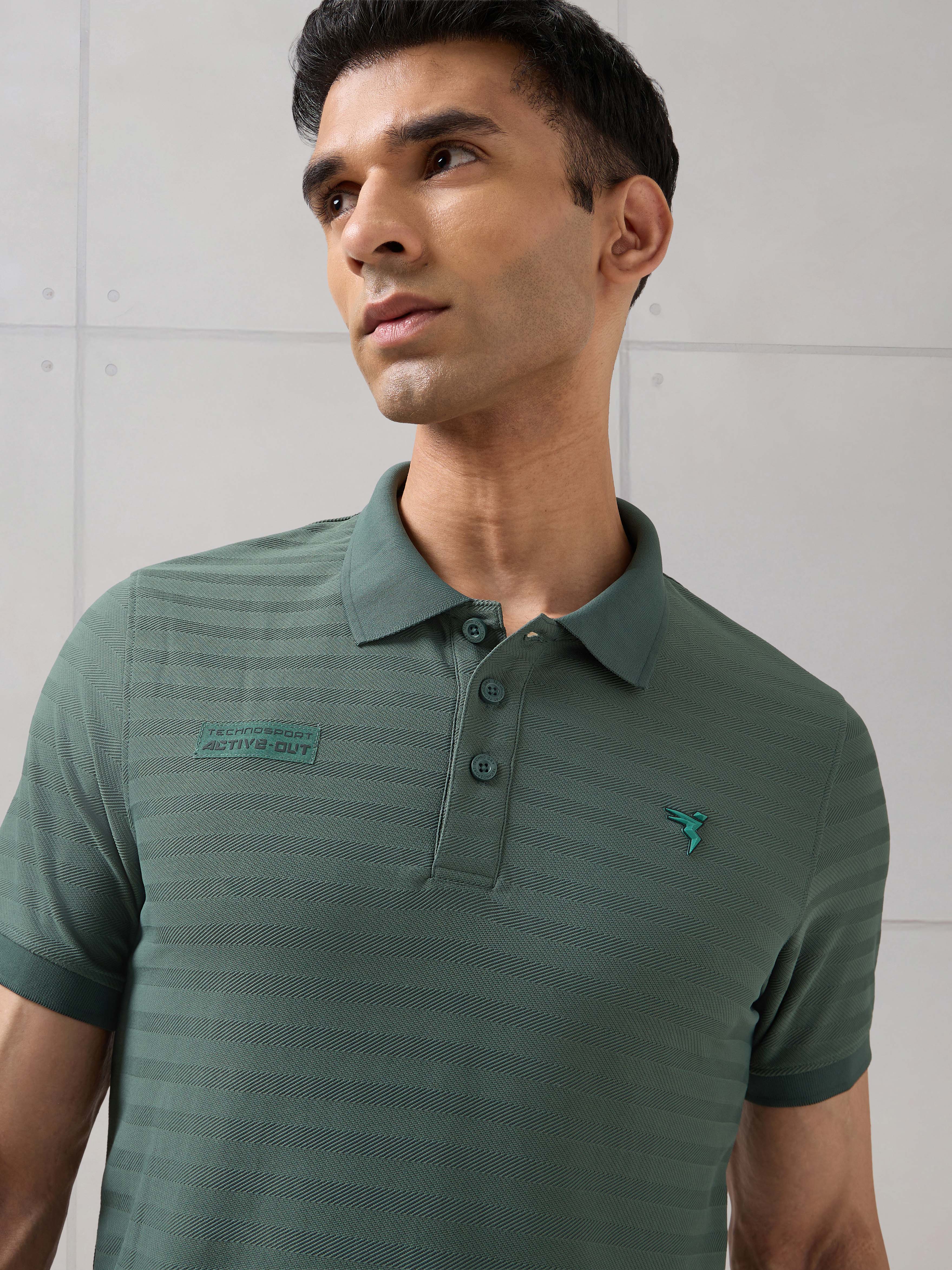 Men Self Design Active Out Polo T-Shirt Slim Fit with MATPIQ - Image 6