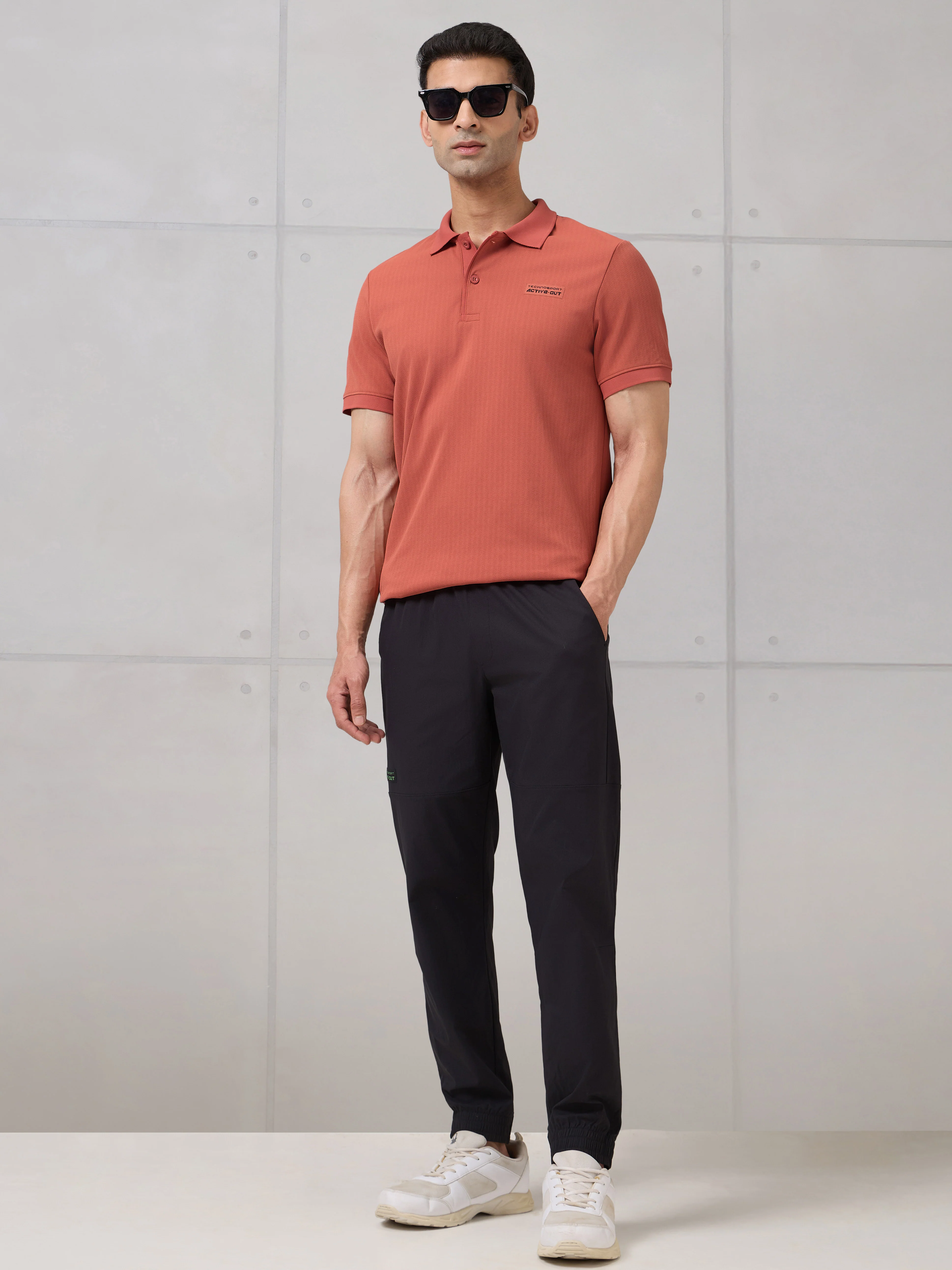 Men Self Design Active Out Slim Fit Polo T-Shirt with ELASTO PLUS - Image 6