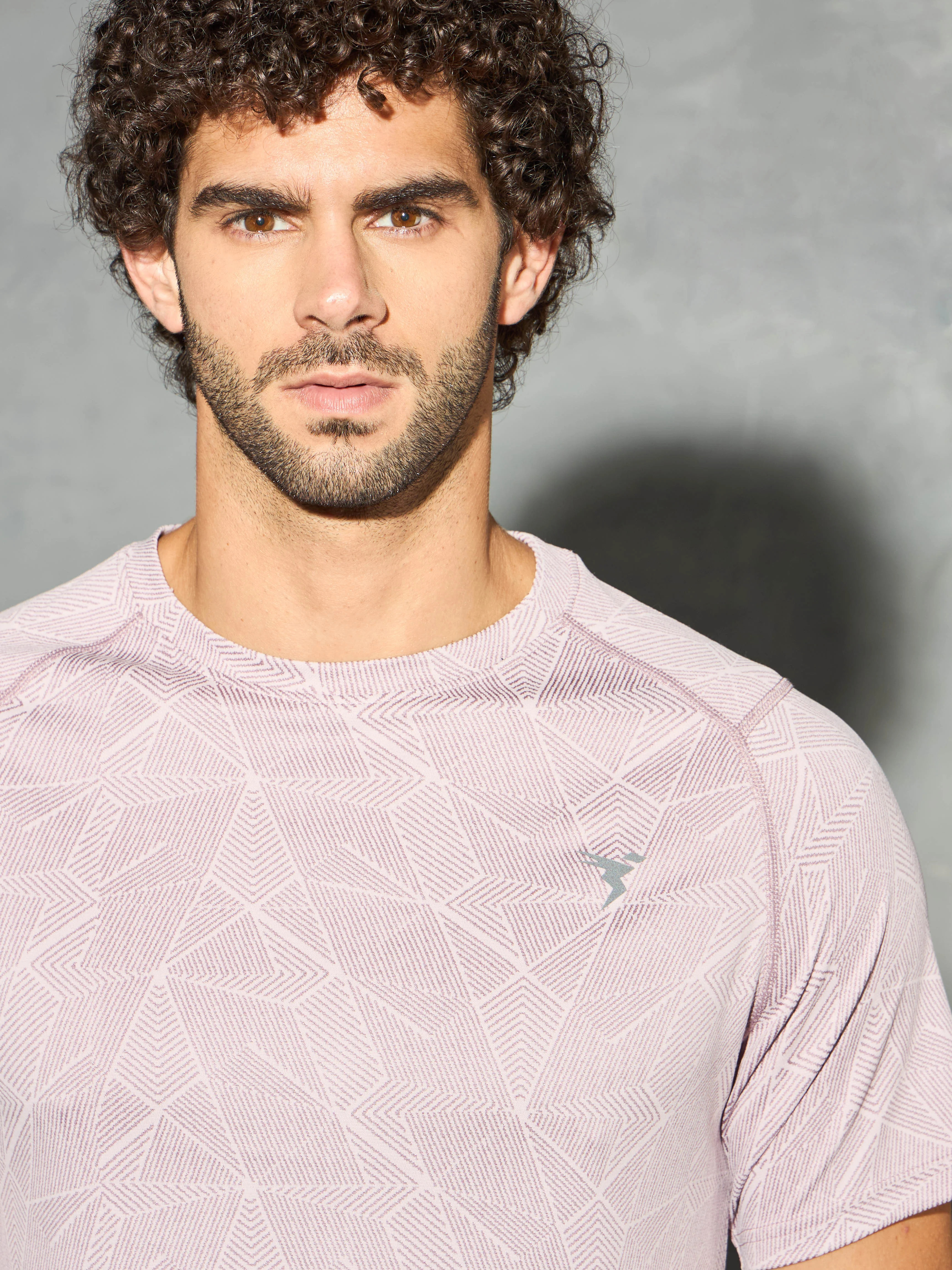 Men Self Design Slim Fit Crew Neck T-shirt with DOUBLE COOL - Image 6