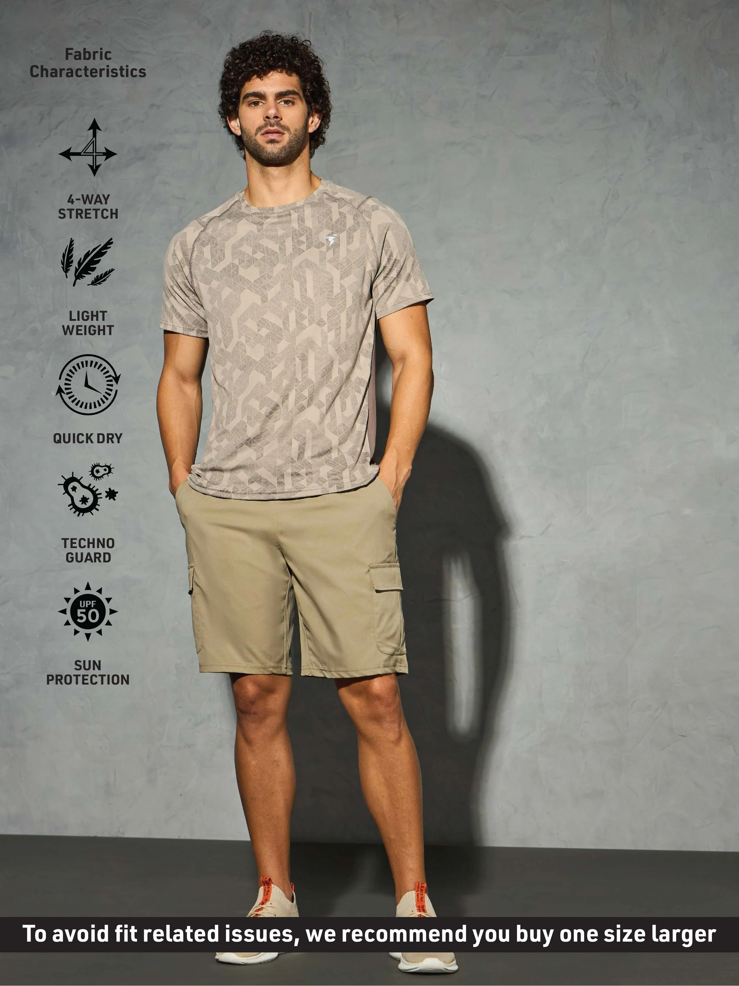 Men Self Design Slim Fit Crew Neck T-shirt with DOUBLE COOL - Image 5