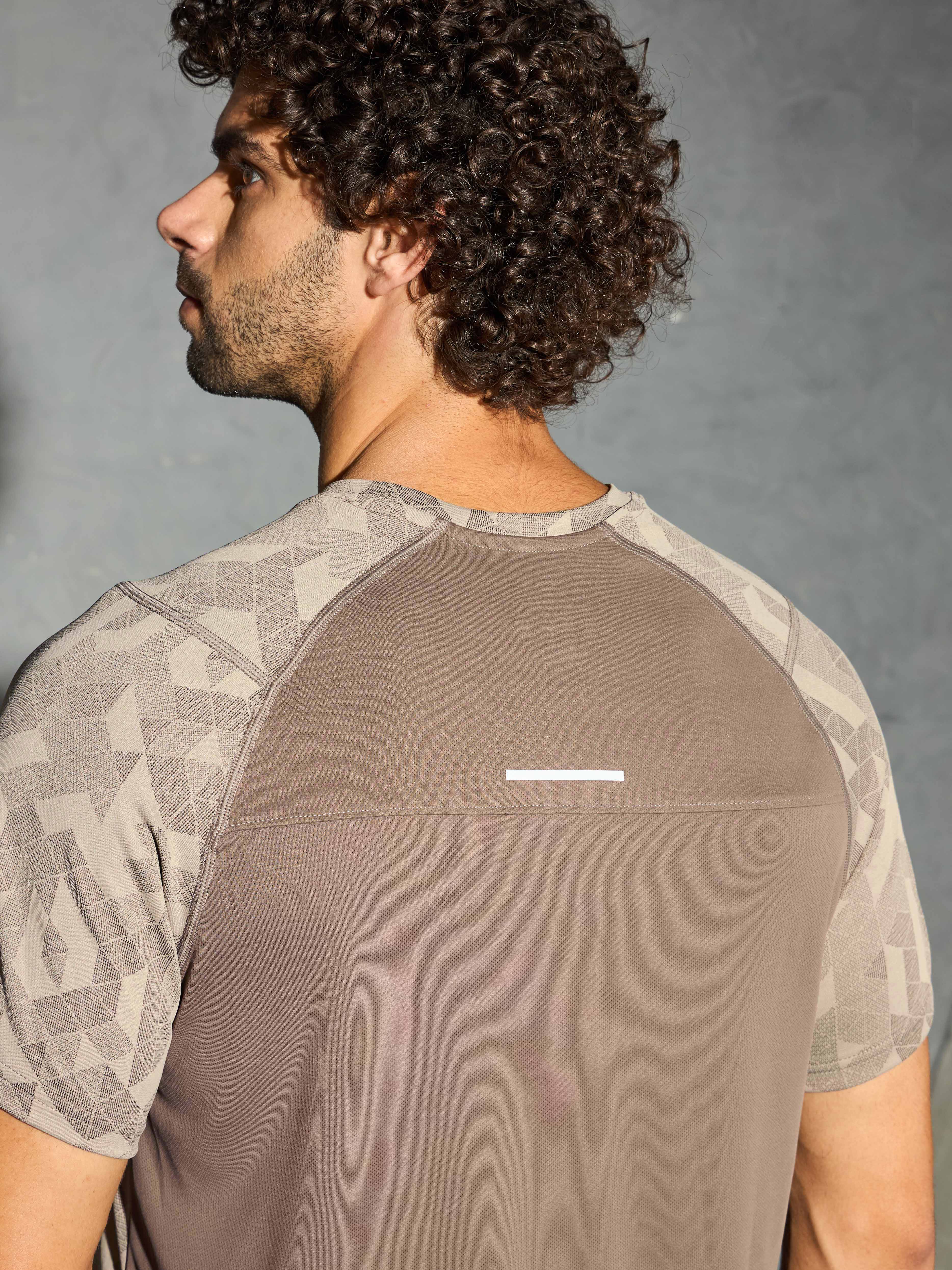 Men Self Design Slim Fit Crew Neck T-shirt with DOUBLE COOL - Image 7